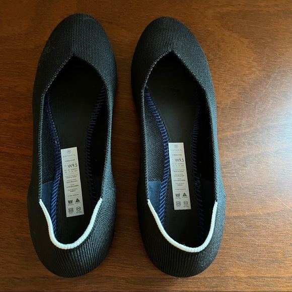 Retired ROTHY’S Size 9.5 Black Ballet Flat Round Toe w WHITE HALO Sustainable - Picture 6 of 7